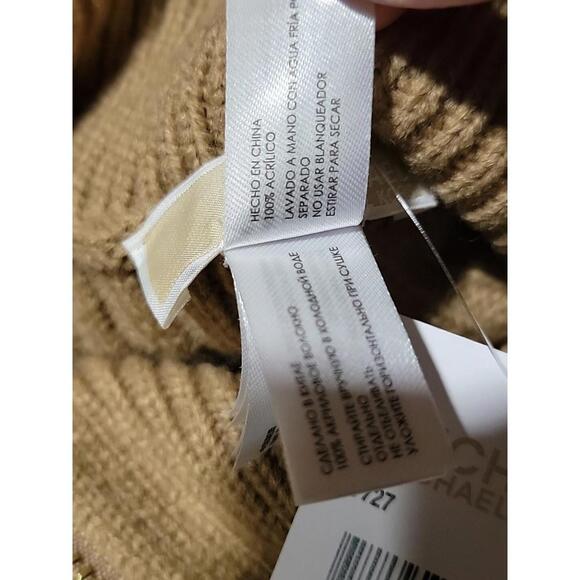 MICHAEL KORS Zippered Ribbed-Knit Poncho OS Camel NWT #4 - Picture 11 of 12